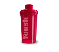 red shaker with yoush logo on it